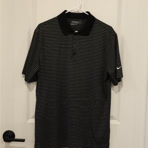 Nike Men's Black Striped Polo Shirt